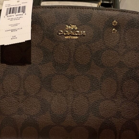 Nwt Coach Mini Lilly in Signature Canvas satchel crossbody  2 in 1 - Picture 9 of 11